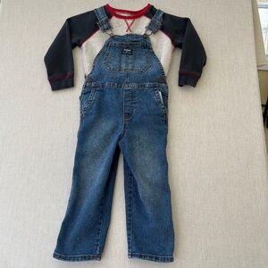 Boys Denim Overall 2-Piece Set Toddler Size 4T - Osh Kosh & JumpingBeans